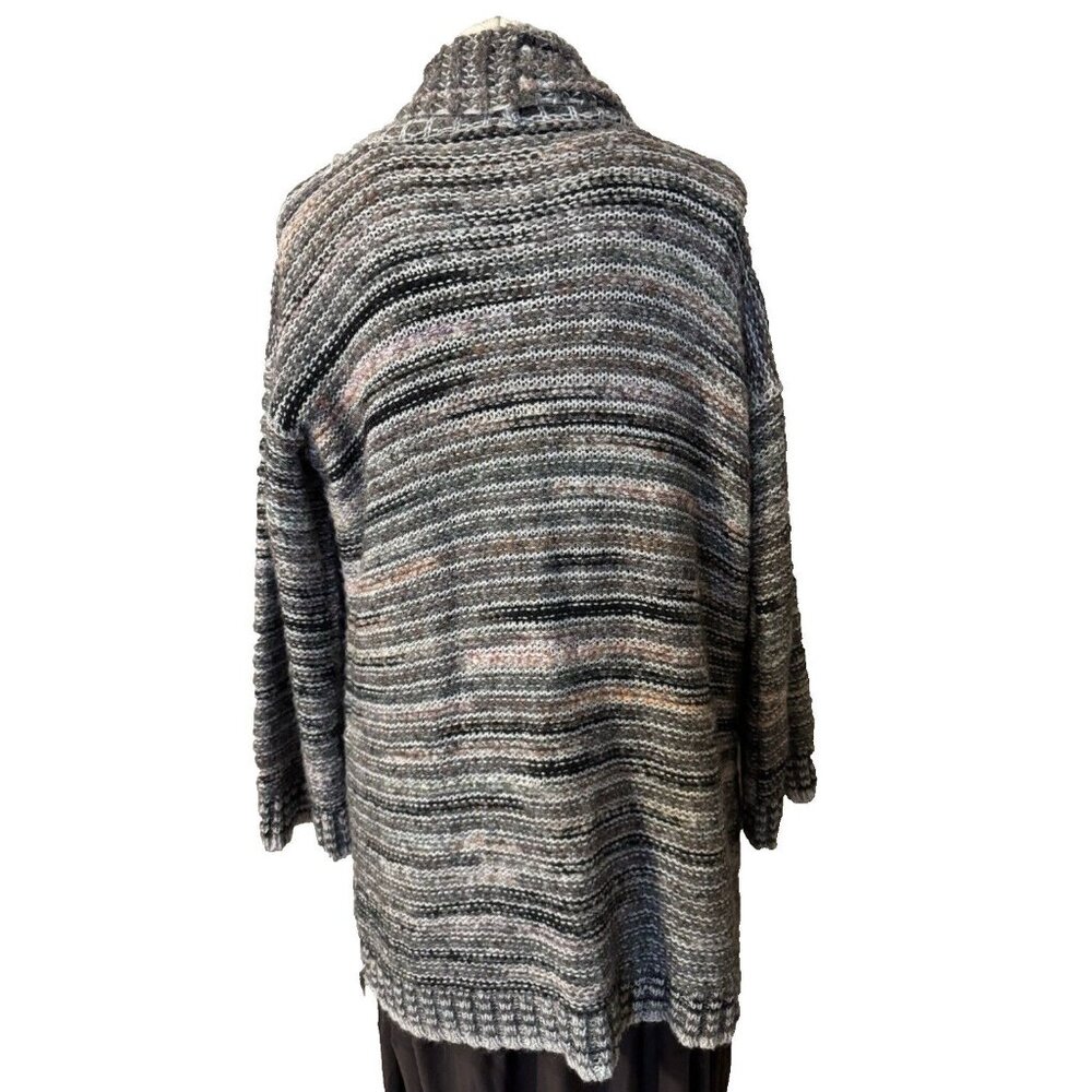 Anthropologie Cardigan Sweater Pink Gray Black M Medium Thick Alpaca Wool $180 - Picture 5 of 16